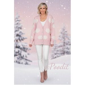 AND THE WHY pink embellished button front raised floral print cardi 2X/3X combo